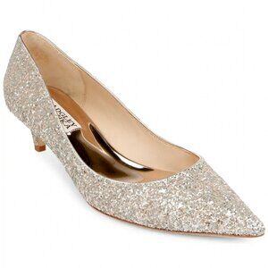 NWT‎ Badgley Mischka Madison II Pump Champagne Glitter Size 6 Pointed Toe Heels